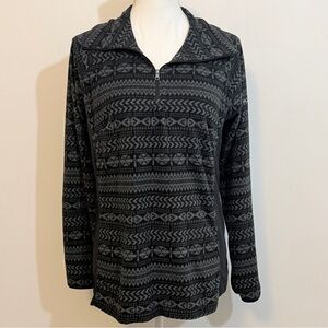 Columbia Black Gray Aztec Fleece Quarter Zip Pullover Women’s L